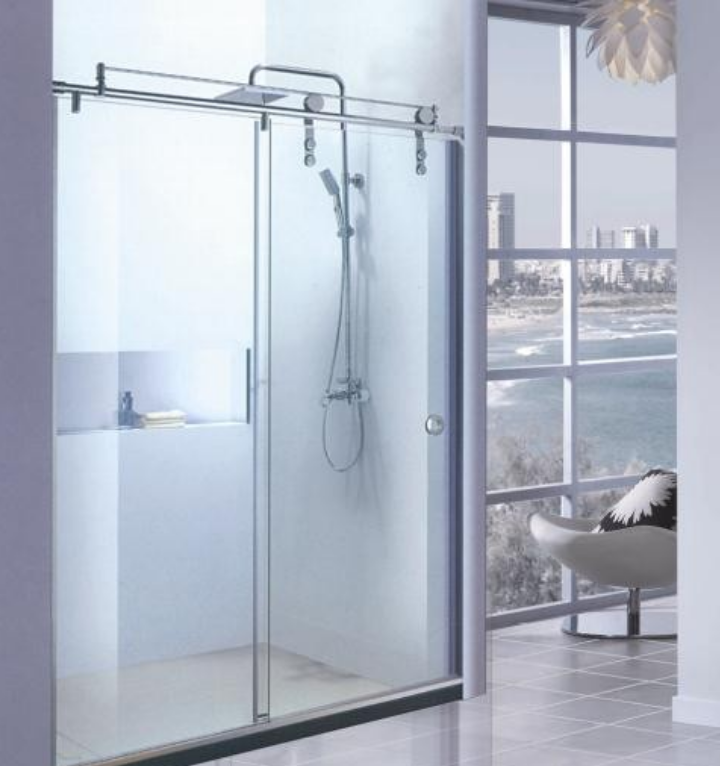 Hotel Bathroom Essential Modern SS304 Mirrored Sliding Shower Door for Renovation