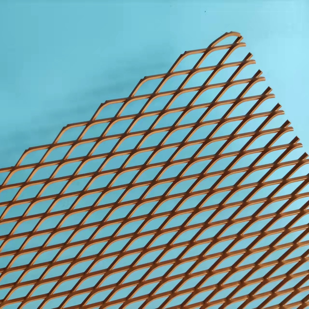 2mm Length 1m Expanded Aluminium Mesh Golden Color Ceiling Exterior Wall Decorative