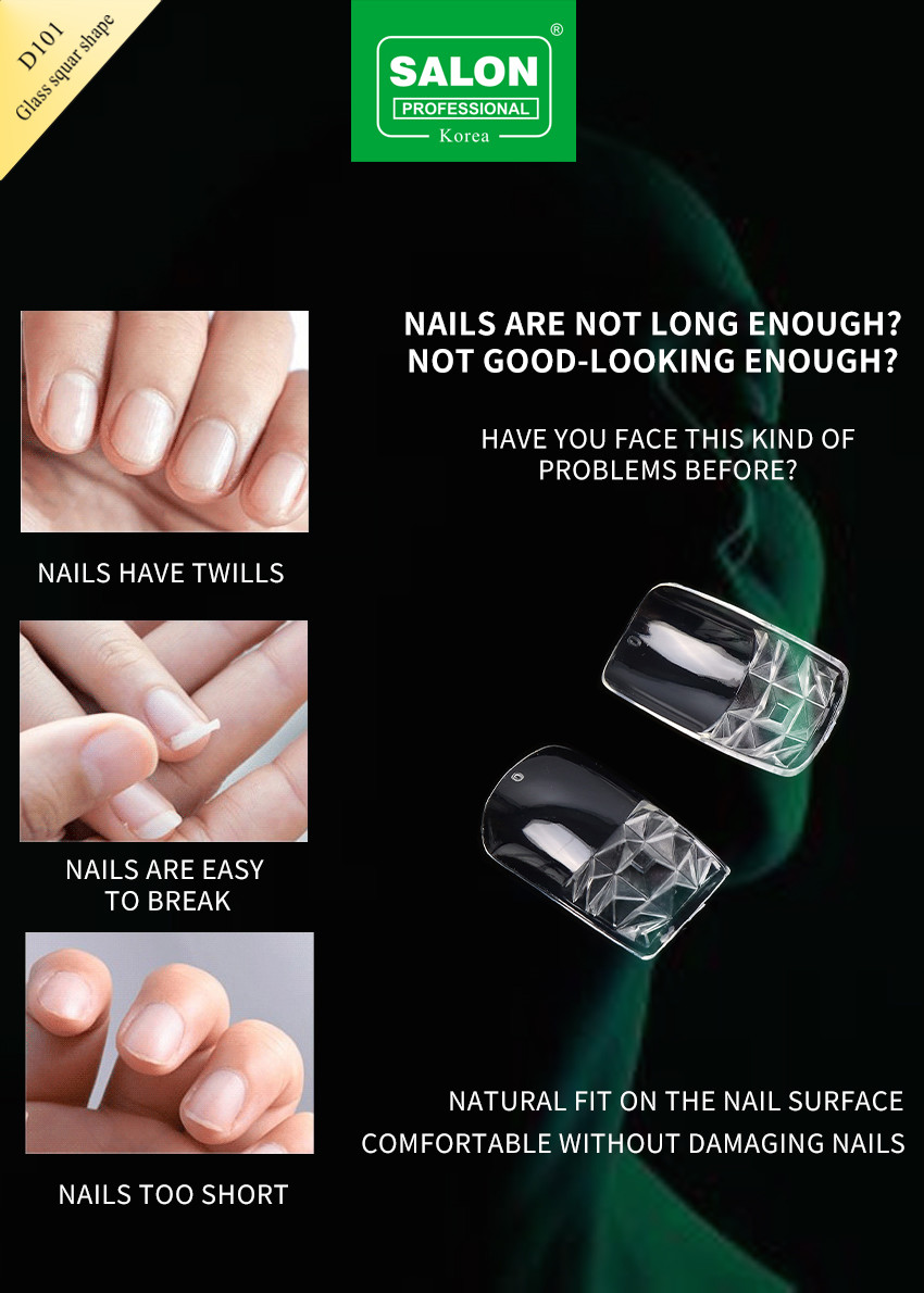 False Artificial Fingernails ABS Clear Ladder Shape Fake Nails Handmade Soft Gels Press On Nails Wholesale Price