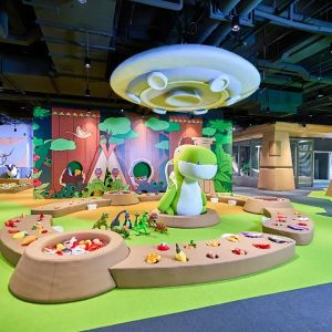 Forest Theme Indoor Playground for Kids with Slides and Ball Pit