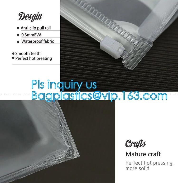 vinyl zipper pouch/Clear slider pouch/ vinyl slider bag, Frosted Zip lockkk bag EVA PVC hanger bag for clothes, EVA frost d