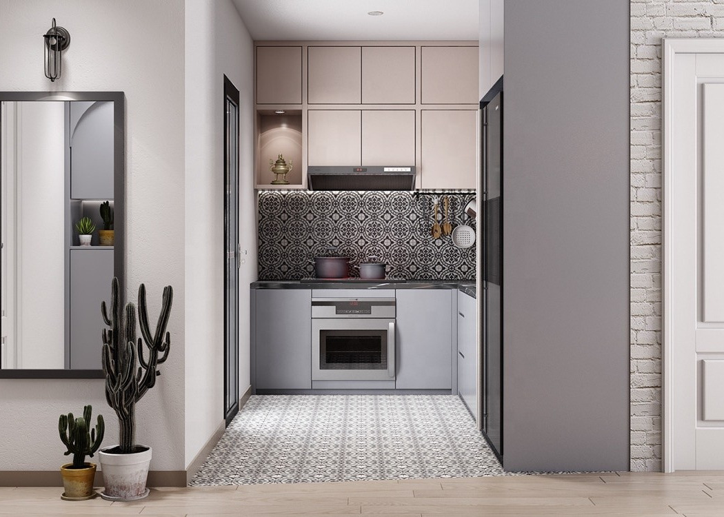Customize Modern Modular Kitchen Cabinets With Island And Microwave Cabinet
