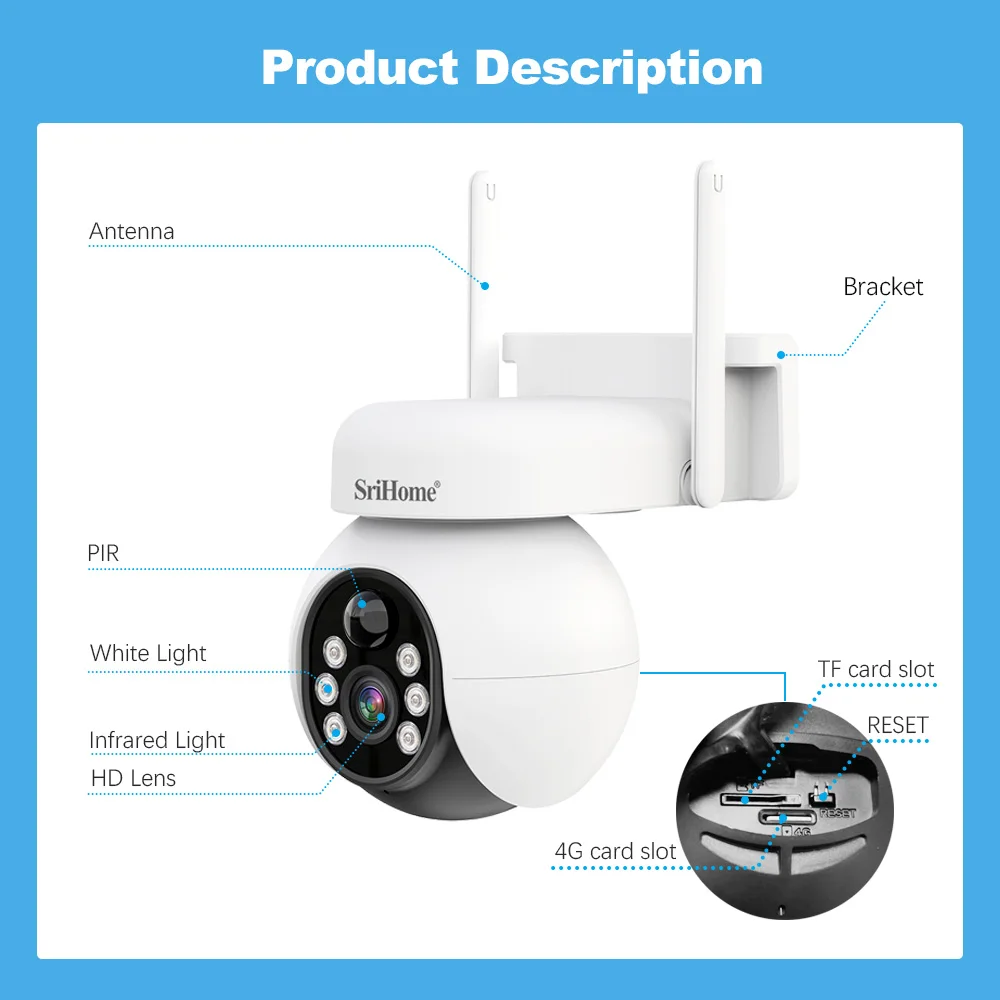 Solar Battery Camera Outdoor Waterproof CCTV Camera 4MP With 4G Sim Card Camera Two-Way Audio Support Monitoring