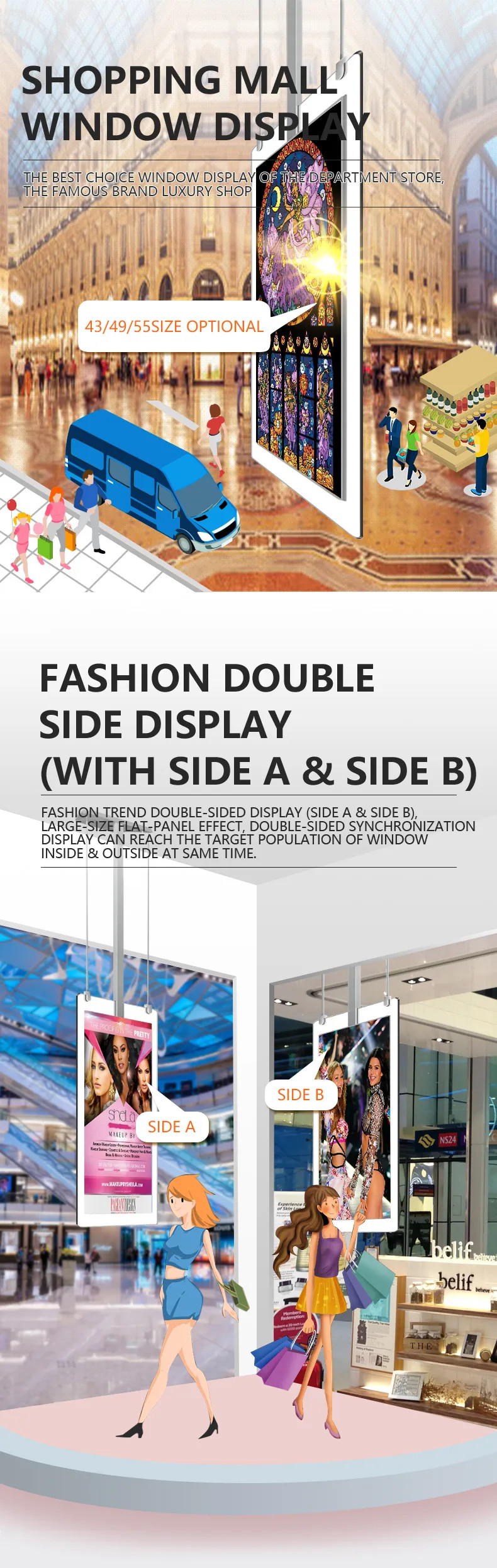 43" 55" Floor Standing Wireless Network Advertising Kiosk Digital Signage Advertising Machine