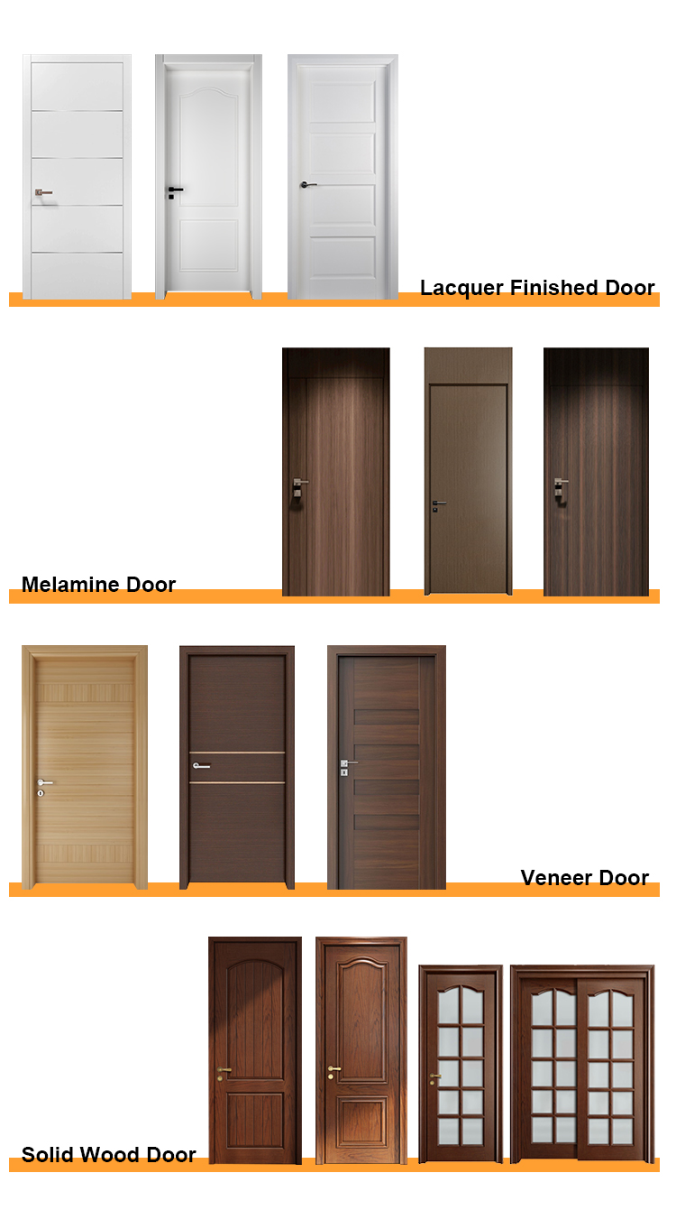 Interior Custom Design House Wood Doors with MDF Board Solid Wood Veneer Modern Style