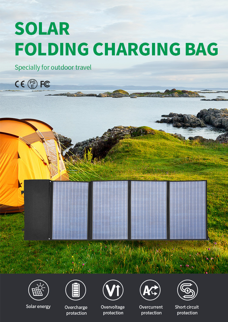 EU Warehouse High Efficiency PET Monocrystalline Solar Foldable Panel 140w Solar Folding Bag for Mobile Phone