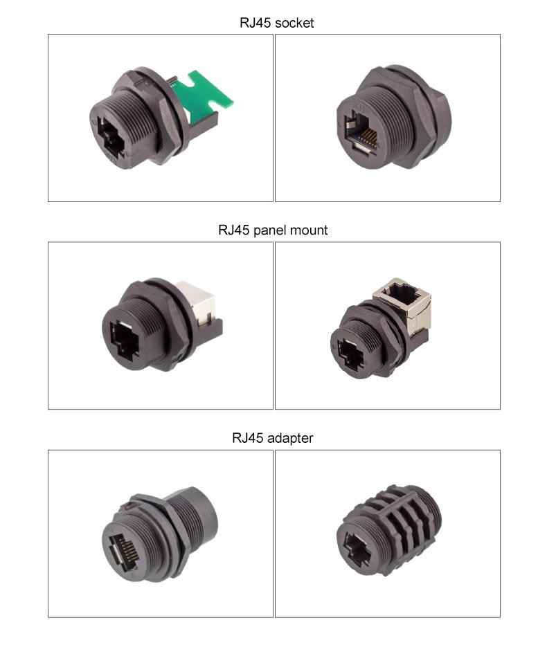 Toolless Rj45 Adapter 4 8 Pin Male Female Waterproof Straight Angle Plug Network Extender Connector