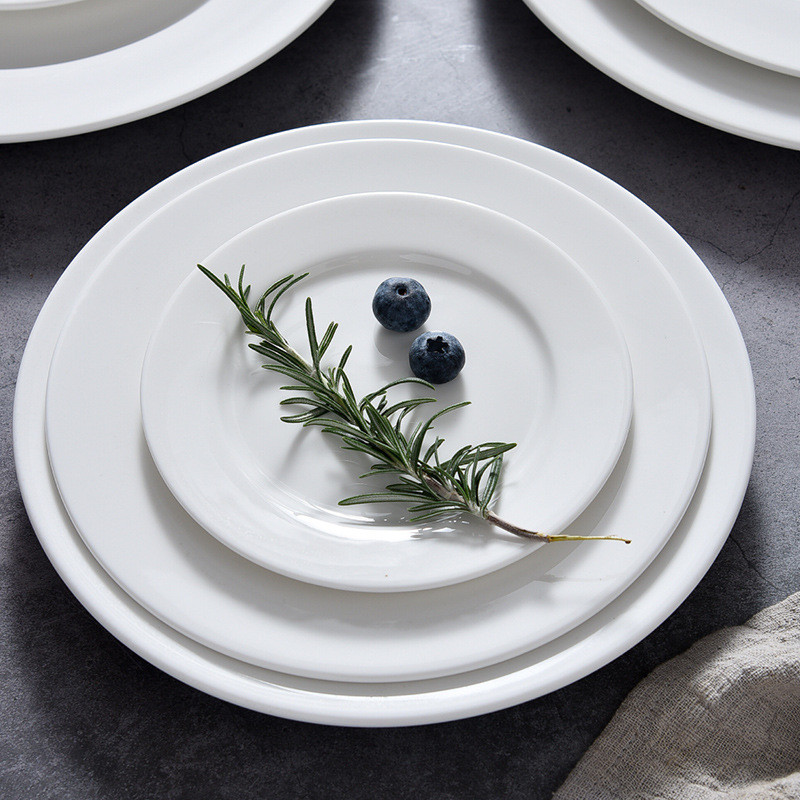 Custom Round Restaurant Ceramic Beef Plates Decorated Dishes