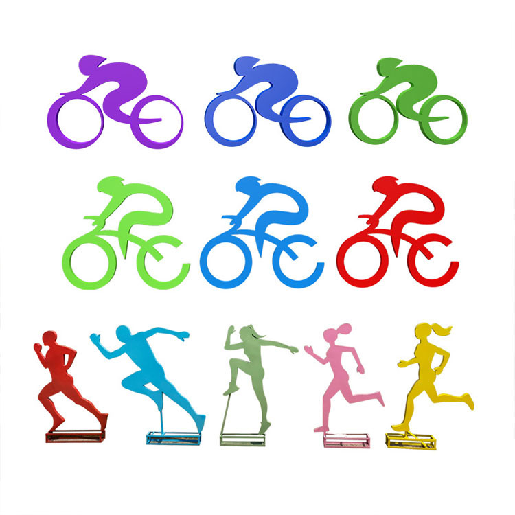 Customized Outdoor Ornaments Running Abstract Silhouette Metal Sports Figure Sculpture