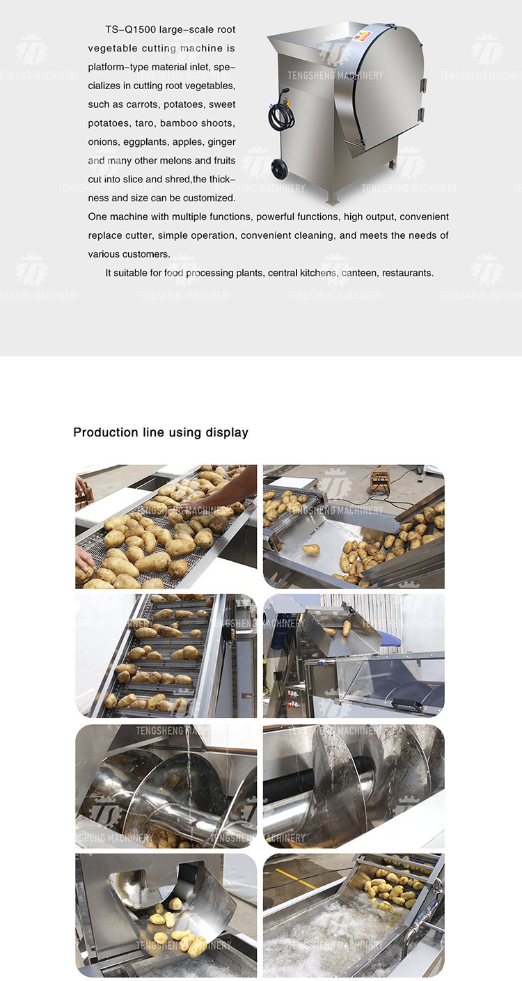 Stainless Steel Fruit And Vegetable Processing Line Potato Picking Hair Roller Bubble Washing Machine