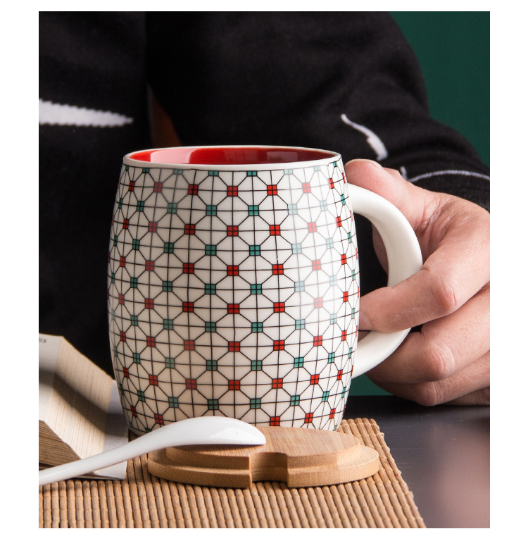 red blue polychrome printed coffee mugs wholesale engrave personalized custom logo plain white coffee cheap ceramic mug