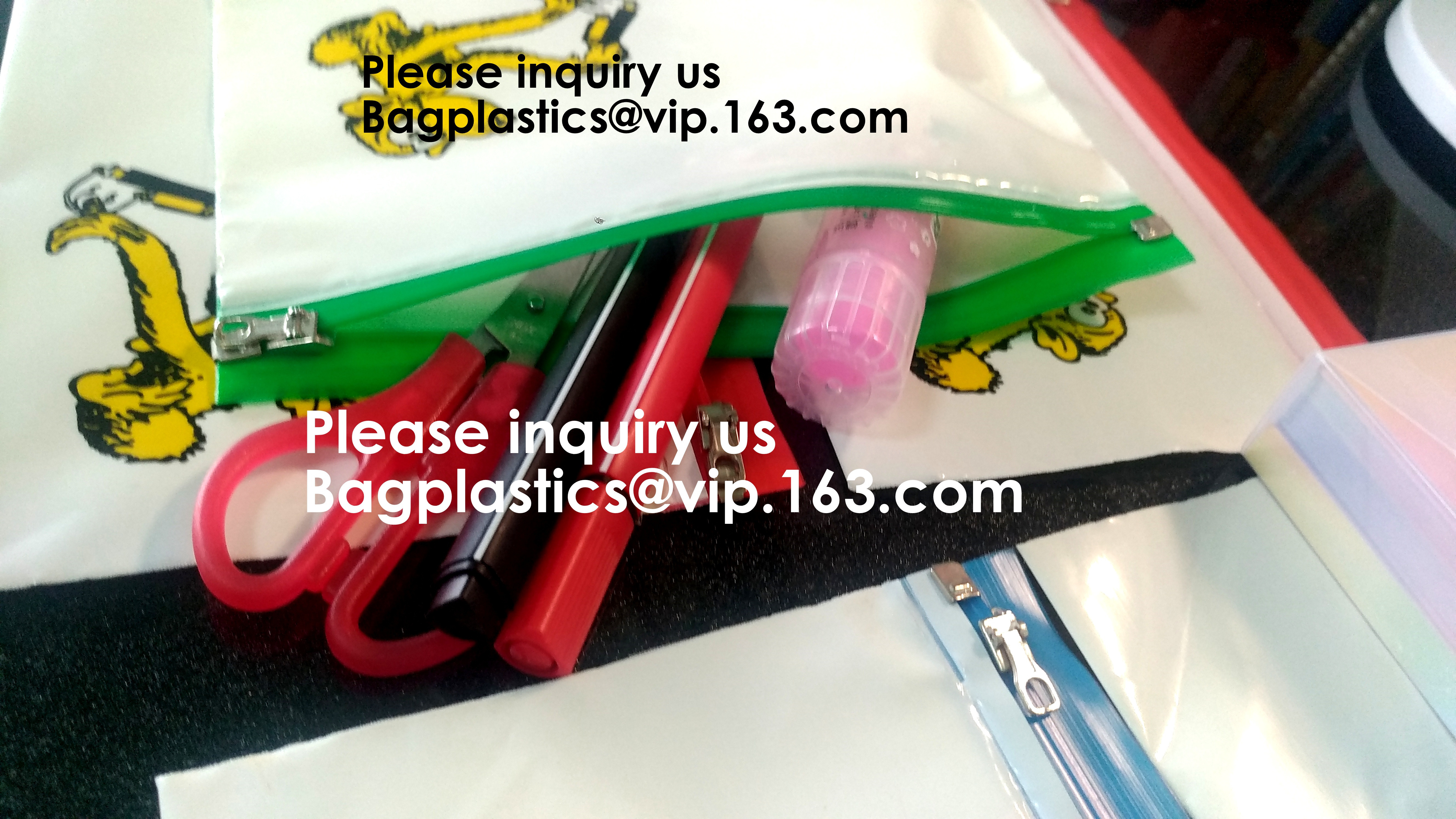 Metal Slider Office File Folder Mesh Clear PVC Zip Lock Document Bag,Folder File Wallet Zipped Lock Document Bag pack