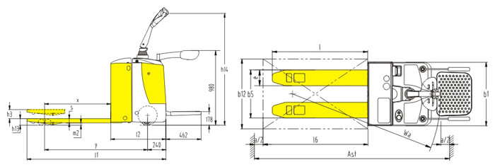 Simple 2 Ton Electric Pallet Truck Tiller Head Shockproof For Warehouse