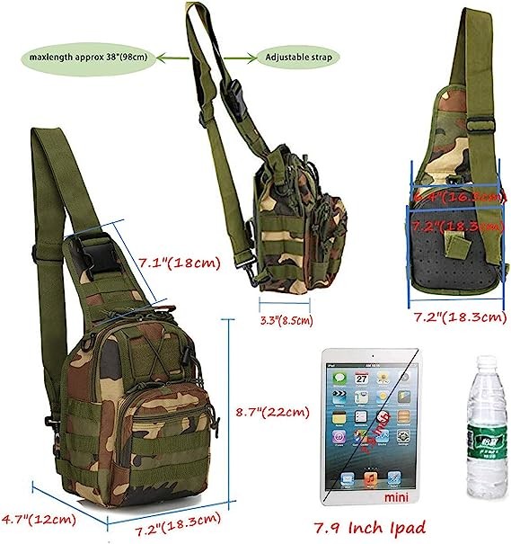 Tactical Shoulder Sling Bag Small Outdoor Chest Pack For Men Traveling, Trekking, Camping, Rover Sling Daypack
