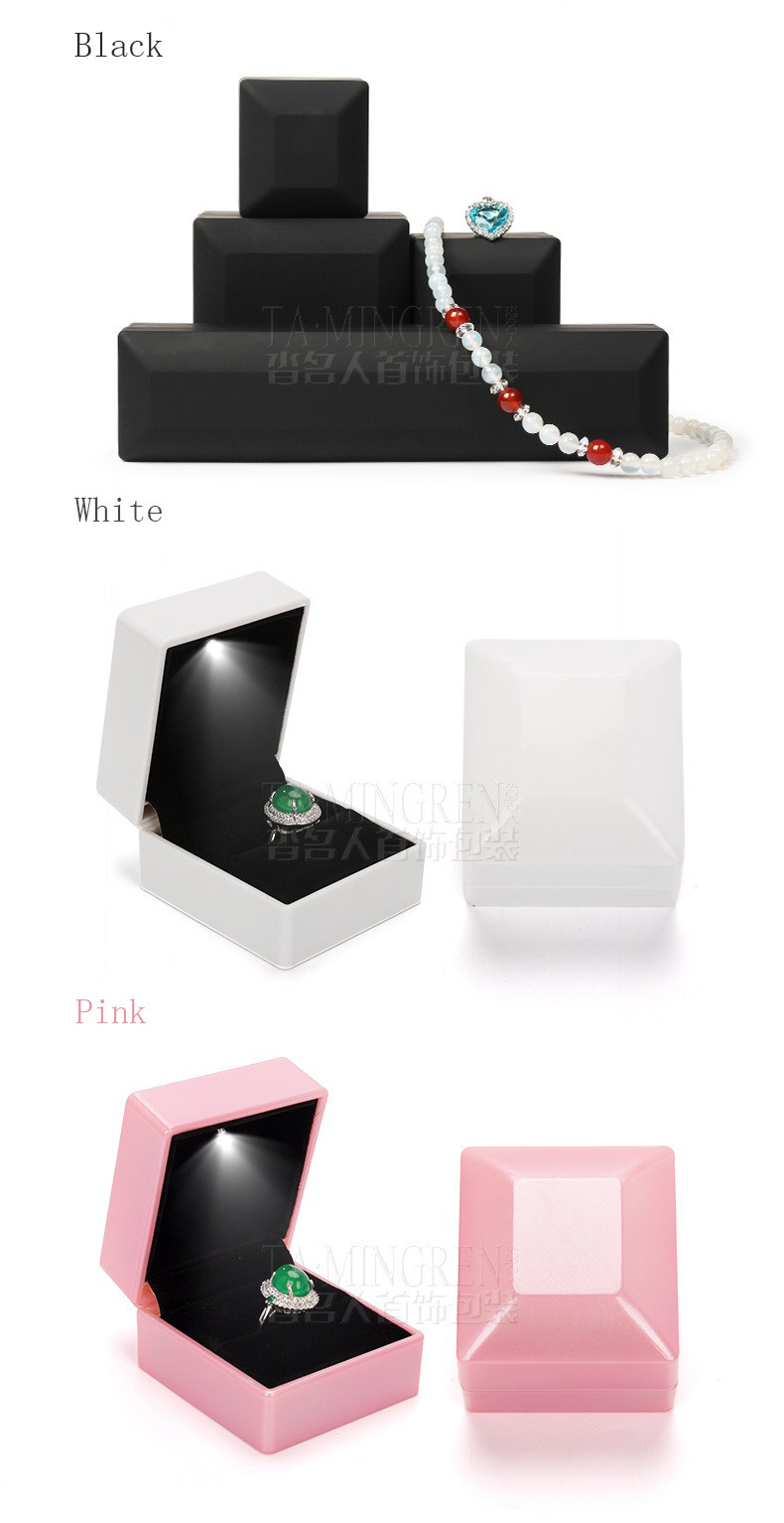 White Piano Finish LED Jewelry Ring Packaging Box Lighted