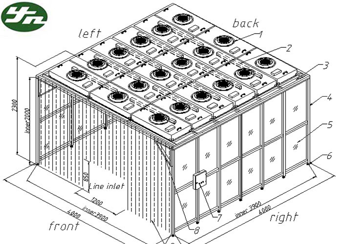 Modular 800w Clean Room Booth With Ffu Fan Filter