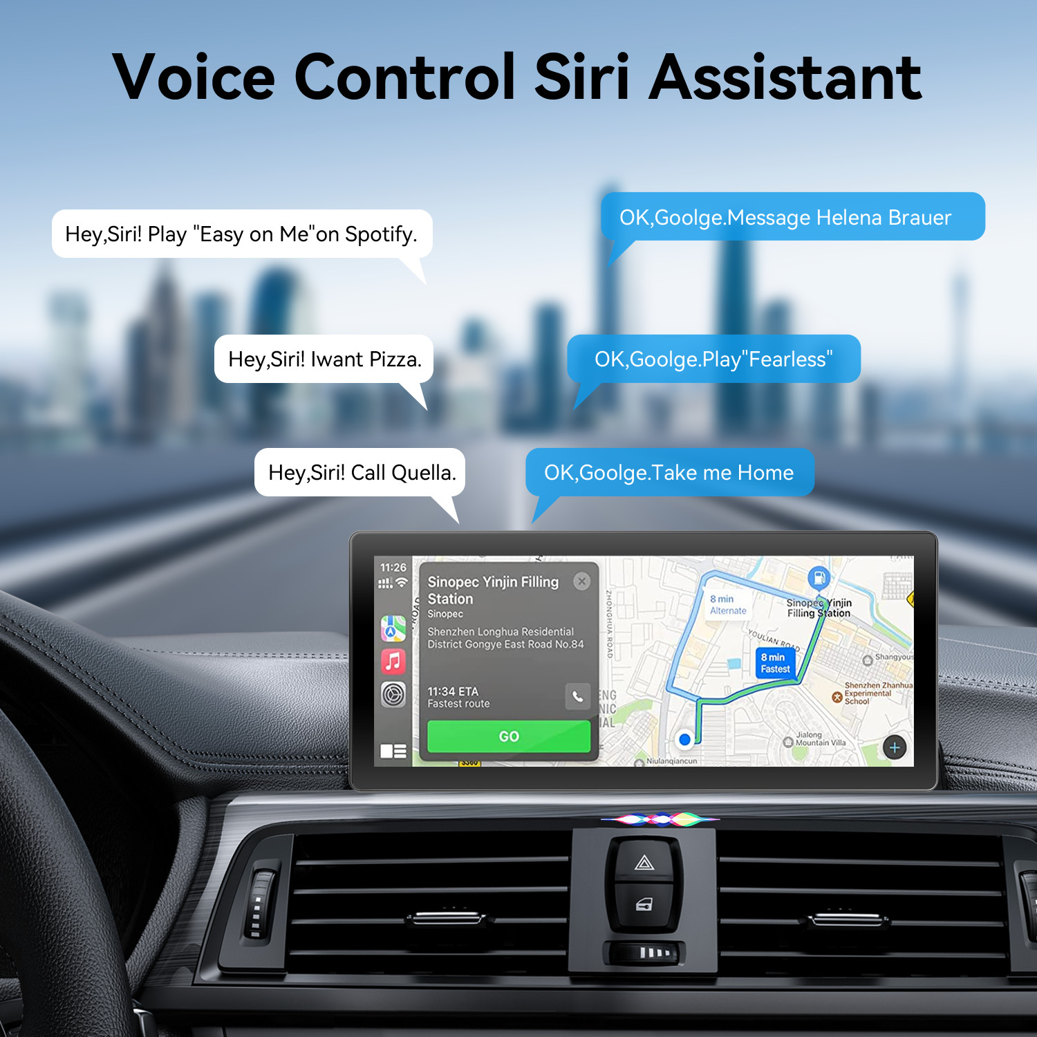 8.8 Inch Wireless Carplay Android Auto Mirroring Link For Car Bus SUV Truck