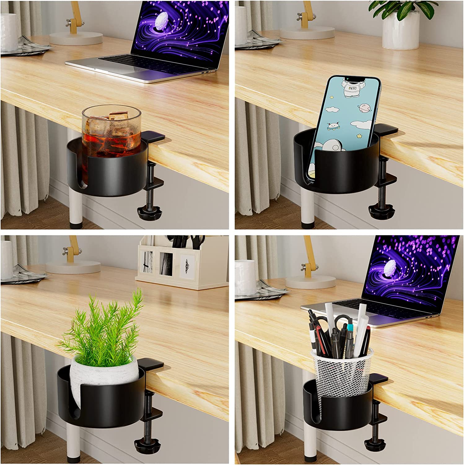 Multifunctional Desk Cup Holder 360 Degree Rotation for Anti-Spill Water Bottle Stand