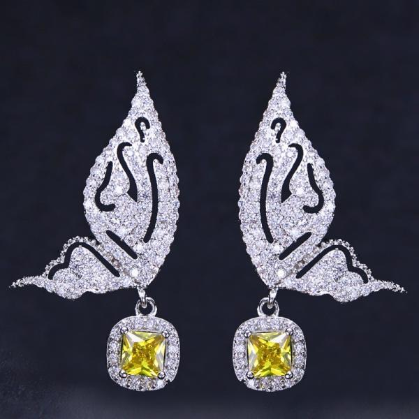 Fashion Women's Butterfly Earrings with Shiny CZ Stone Aesthetic Female