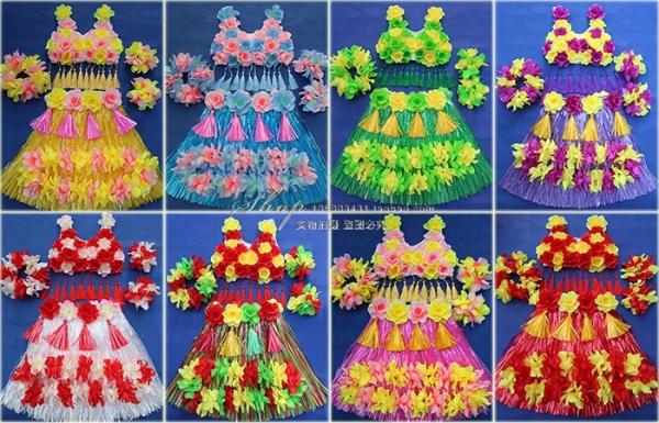 hawaii hula dance skirt sets girls ladies women's grass skirt for beach festival