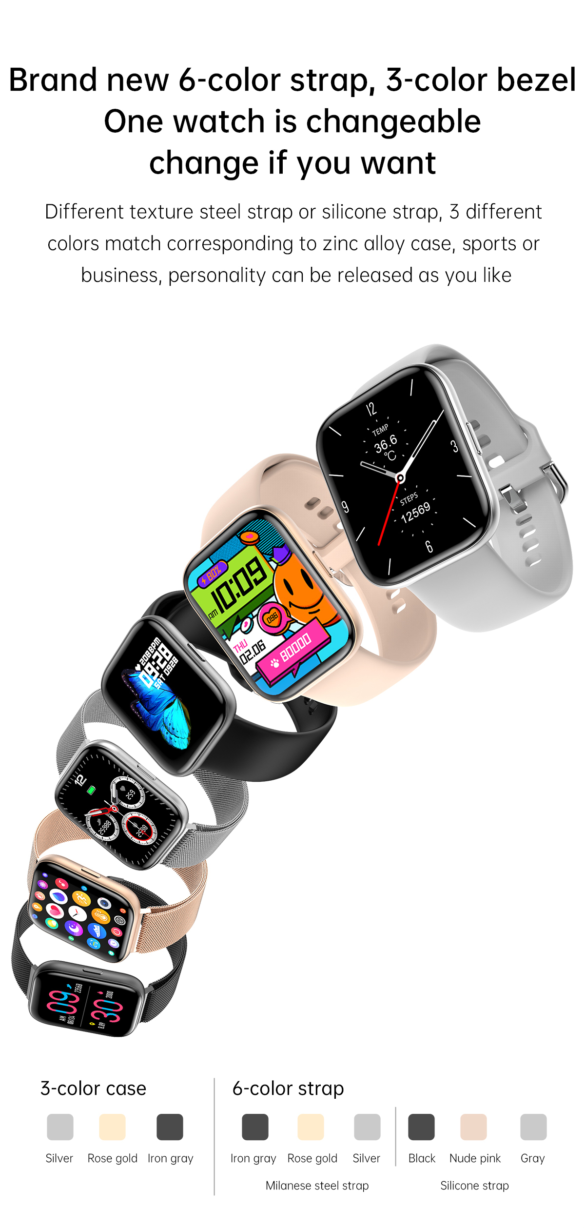 HL69 Smartwatch Exercise IPS 240*280 180mAH Heart Rate Wechat Movement