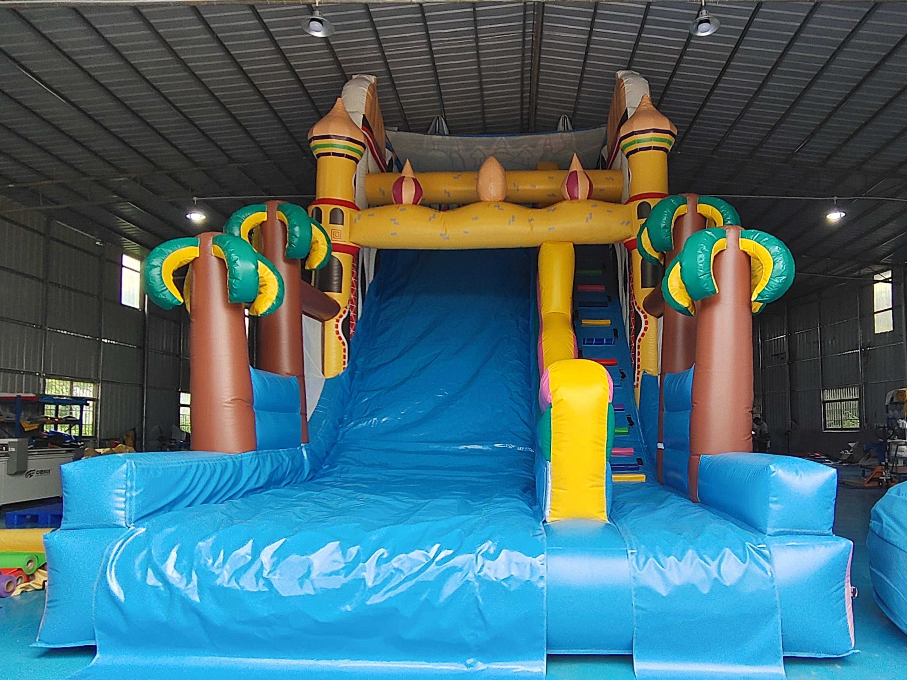 High Quality Outdoor Digital Printing Inflatable Slide Princess Lamp Of Aladdin Cartoon Inflatable Castle For Kids
