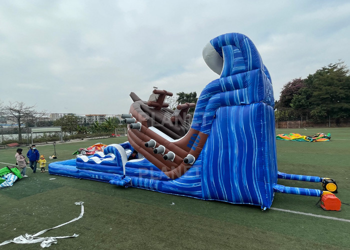 0.55mm PVC Kids Inflatable Pirate Boat Bouncer Water Slide For Party