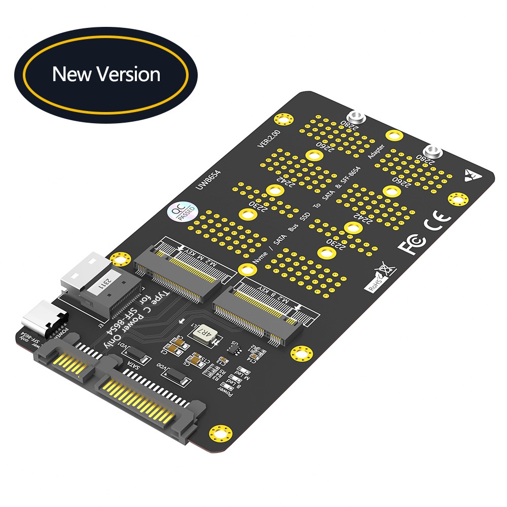 M.2 NGFF NVMe SSD SATA Bus SSD To SFF 8654 And SATA Adapter Card
