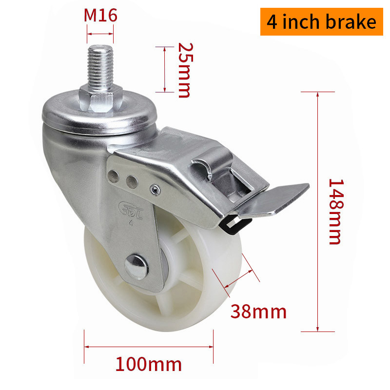 EDL Medium Duty TPA Caster 4inch 250kg Threaded by Swivel and Brake type