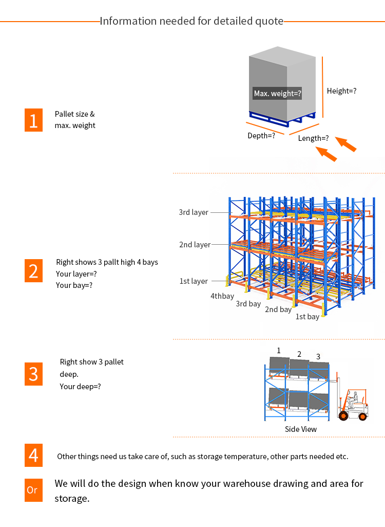 1-2 Pallet Width Warehouse Racks Equipment Pallet Storage Shelf Rack for Steel
