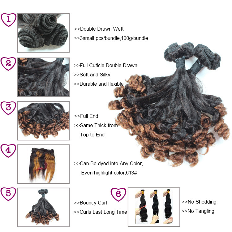 7A Grade Wholesale Vrigin Remy Ombre Color in Funmi Hair Extension