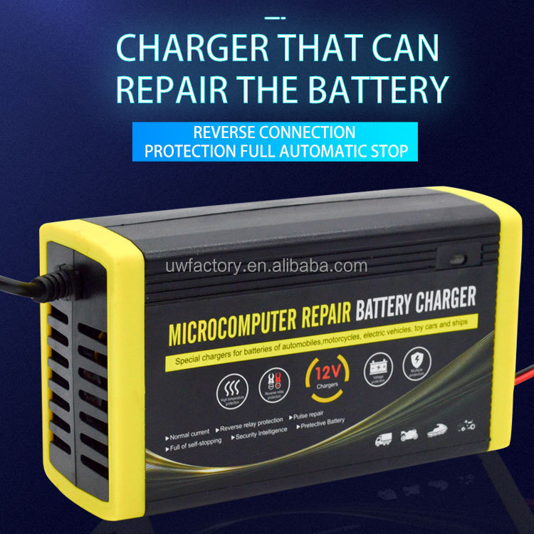 LCD Display Intelligent Battery Charger 12V 6A 8A for Microcomputers Motorcycles Trucks and Cars 90% Charging Efficiency