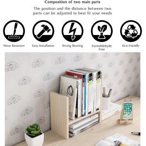 Simple Expandable Desktop Organizer Office Storage Rack Adjustable Wooden