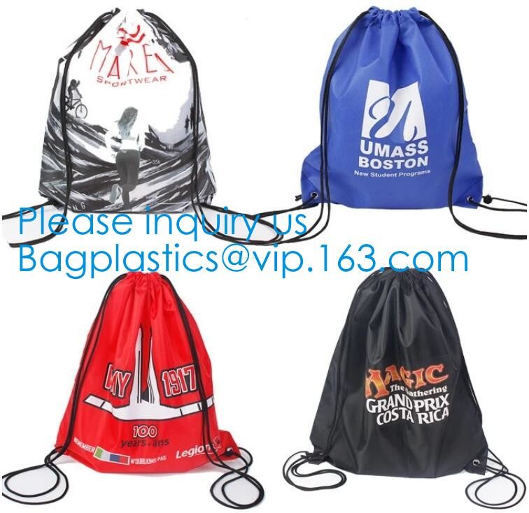 Sport Gym Drawstring Backpack Polyester Draw String Bags,Dacron Drawstring Backpack Shoulder Bags, bagease, bagplastics