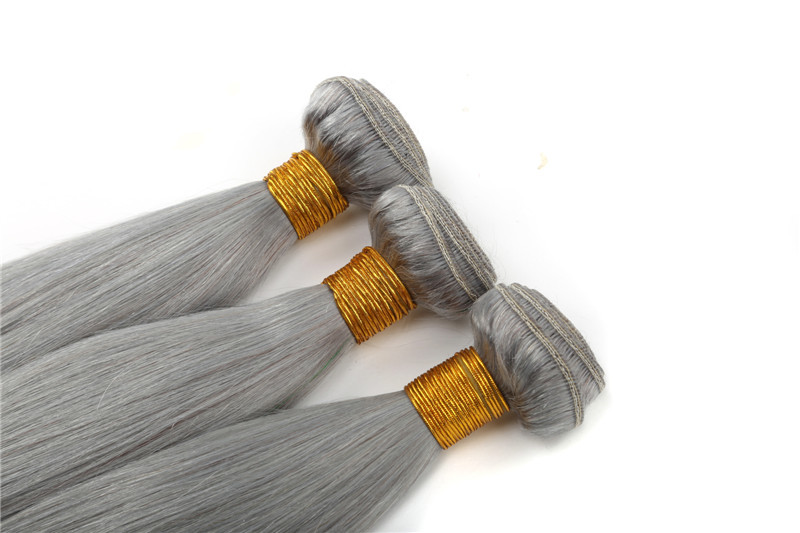 8-24 Inches Stock hot selling grey color hair weft 100% brazilian virgin human hair