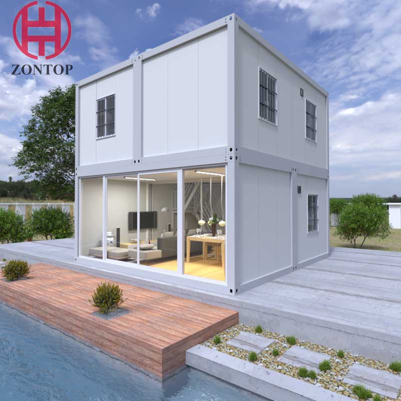Zontop Low Cost High Quality 20ft Glass Foldable Tiny Folding Install Modern Hotel Two Story Steel Prefab Container H
