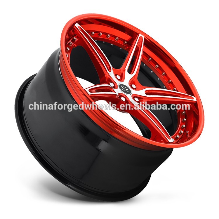 Customized Red 2-PC Forged Alloy Rims FOr Ferrari / Rim 22" Alloy Car Rims 5x114.3