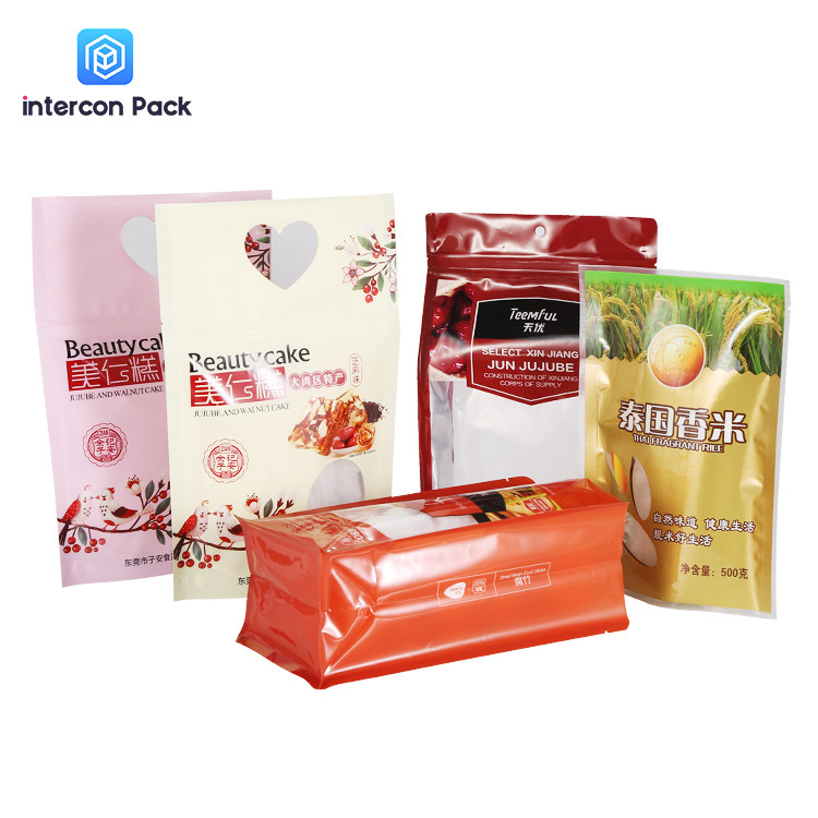 29.85x5.12 Inch Custom Resealable Plastic Bags Eight Sides Sealed For Snacks Foods Nuts