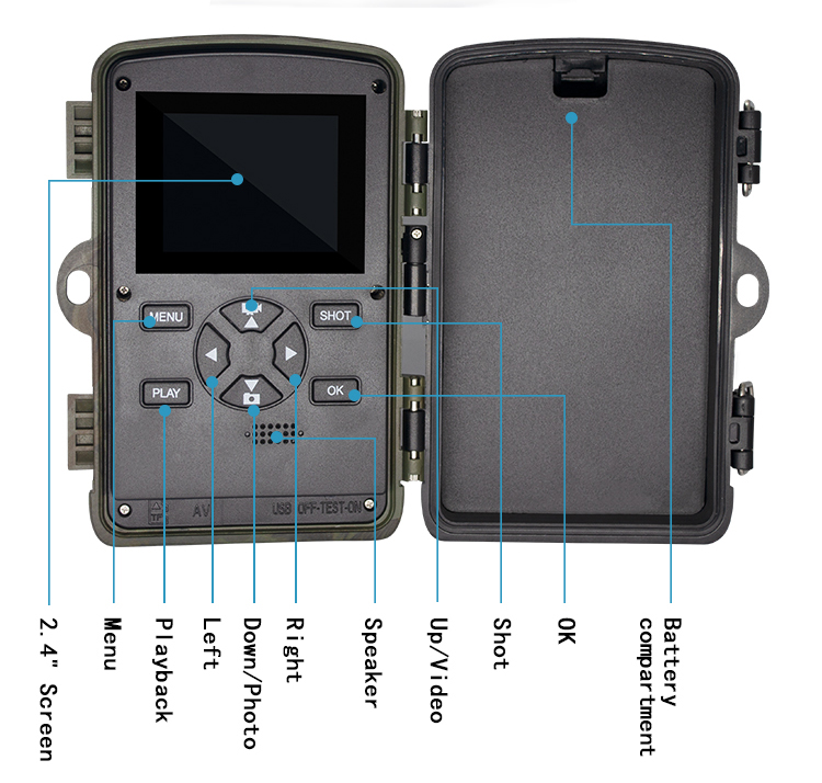 Outdoor 32MP 4K Video 2.4 Inch LCD IP66 Waterproof Night Vision Wildlife Game Hunting Trail Camera Wifi For Hunting