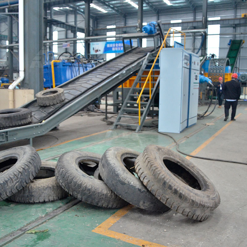 Twin Shaft Tyre Waste Tire Shredder Car Tire Recycling Production Line