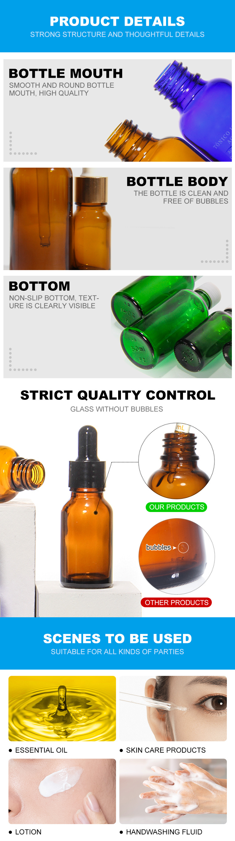 Wood Cap Glass Dropper Bottle Essential Oil Bottle
