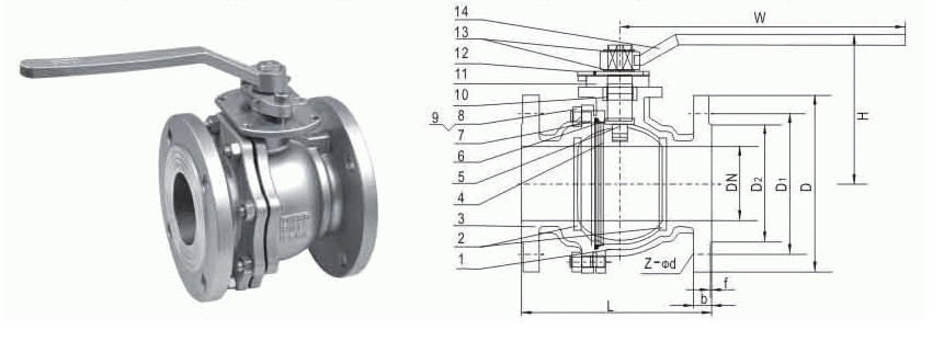 DIN 2pc Floating Type Stainless Steel Ball Valve With ISO5211 Direct Flange End Cf8m/SS ball valve/150LB