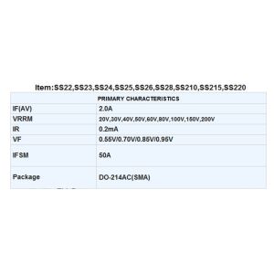 2A Schottky Barrier Rectifier Ss22 Thru Ss220 SMA/Do-214AC Package