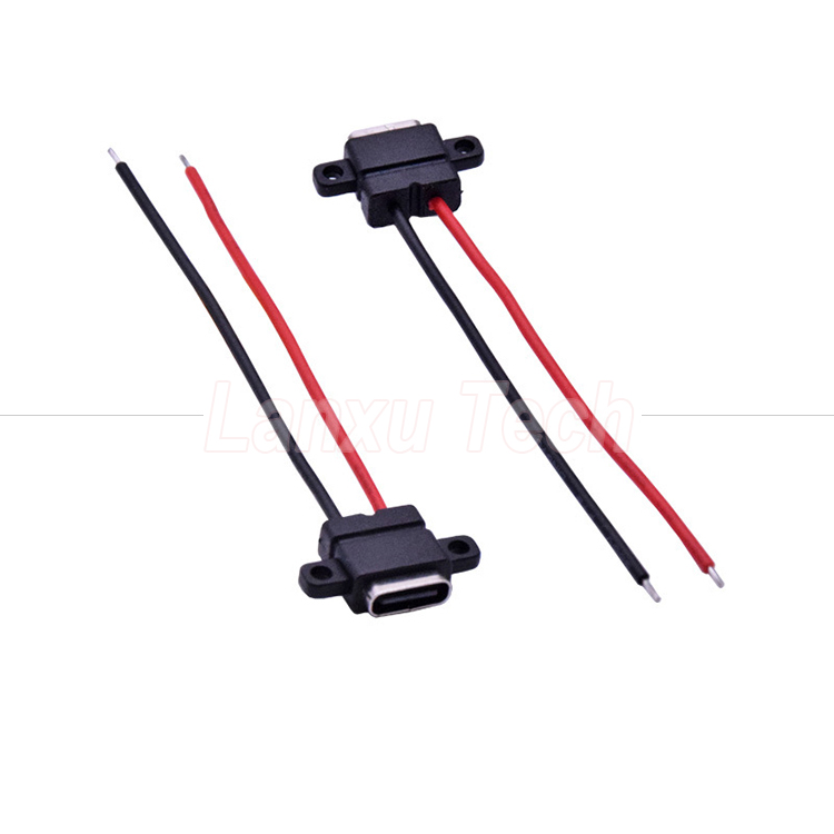 Waterproof USB Type C Solder Female Jack Socket Wire Cable for Laptop Printer