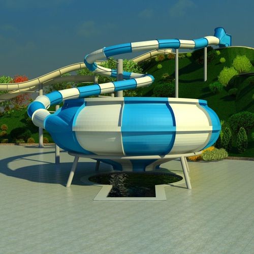 Fiberglass Water Park Slide Single Rider Space Bowl Water Slide 12m Height