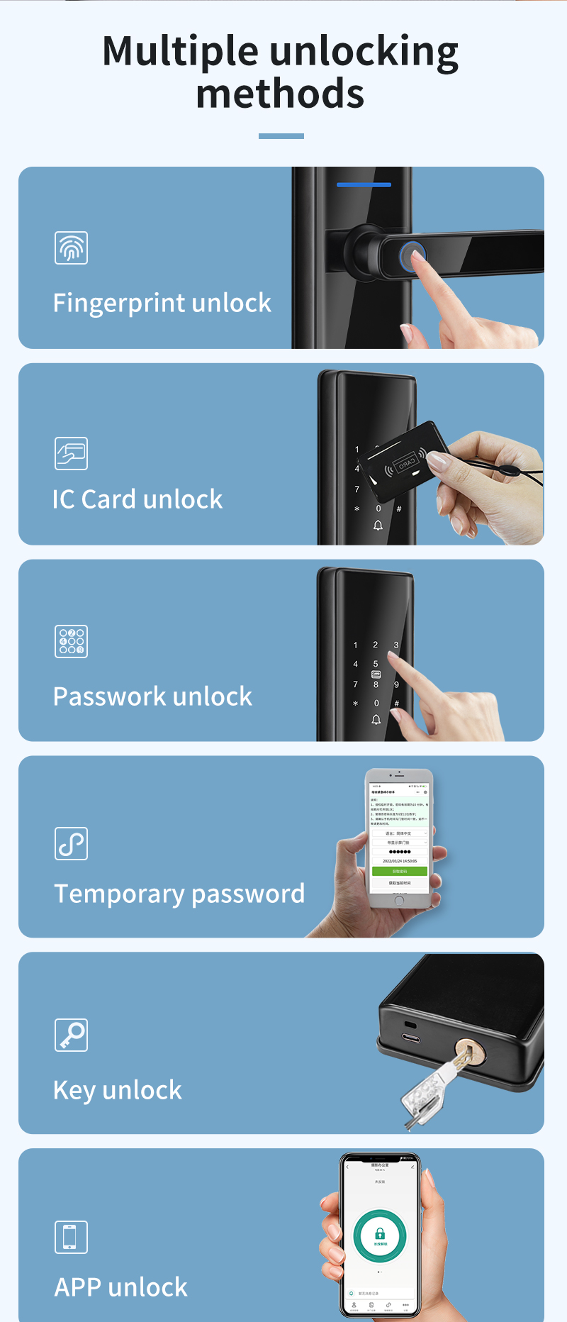 Steel Door Wifi Fingerprint Lock S819-2 Digital Password Lock For Apartment