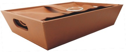 Hotel Leather Products Valet Service Tray With Cover and Fix Belt