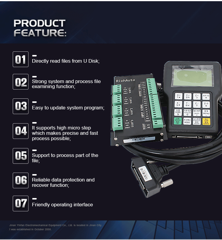 512M Internal Memory Richauto A11 3axis DSP Handle Controller