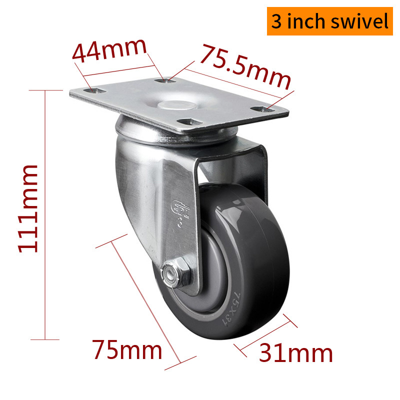 EDL Medium Duty Zinc Coating 3inch 130kg Plate TPU Caster by Rigid, Swivel and Brake type 5713P-77