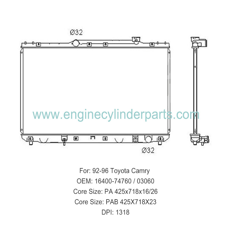 ISO9001 Toyota Camry Radiator Assy 16400-74760